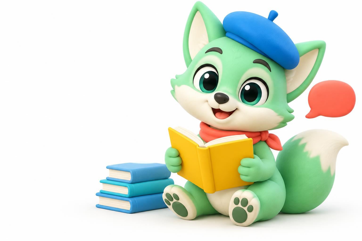 French-learning fox mascot
